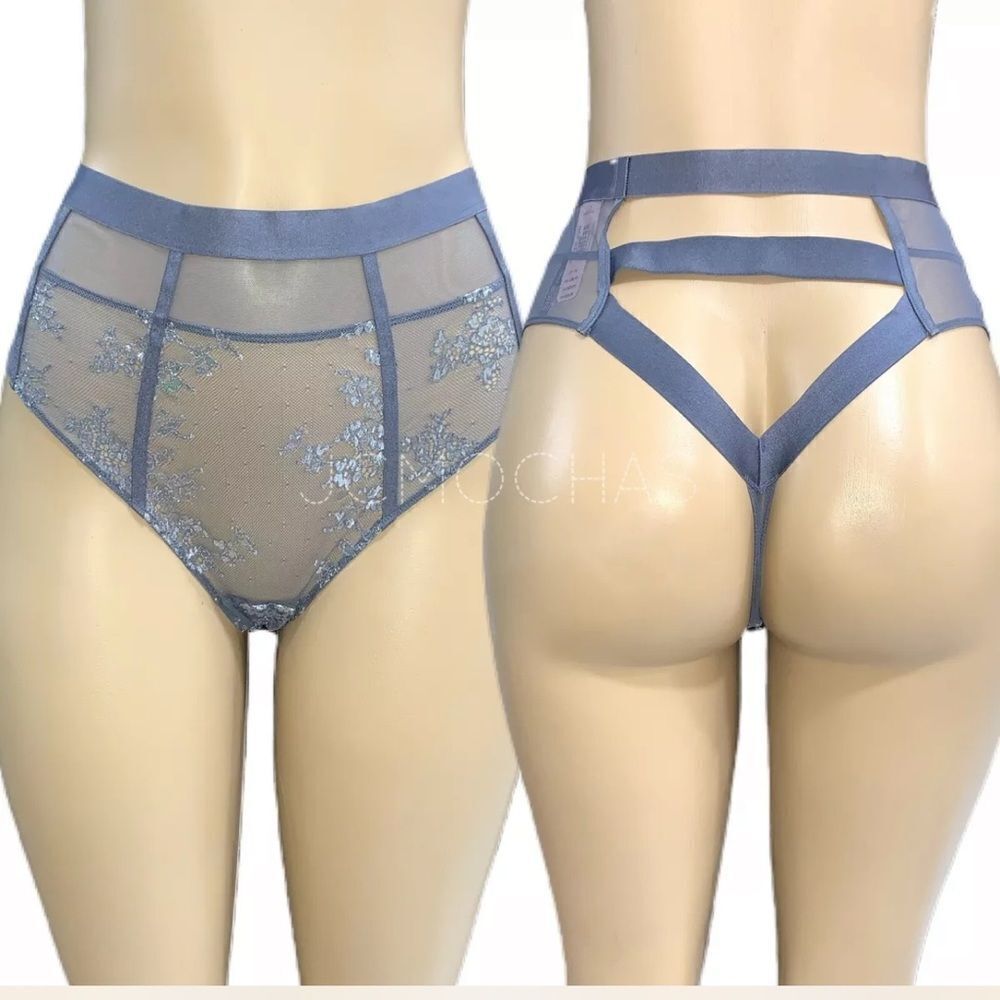 Victoria's Secret Metallic flowers Sheer mesh High Waist Thong Medium Large - Picture 6 of 7